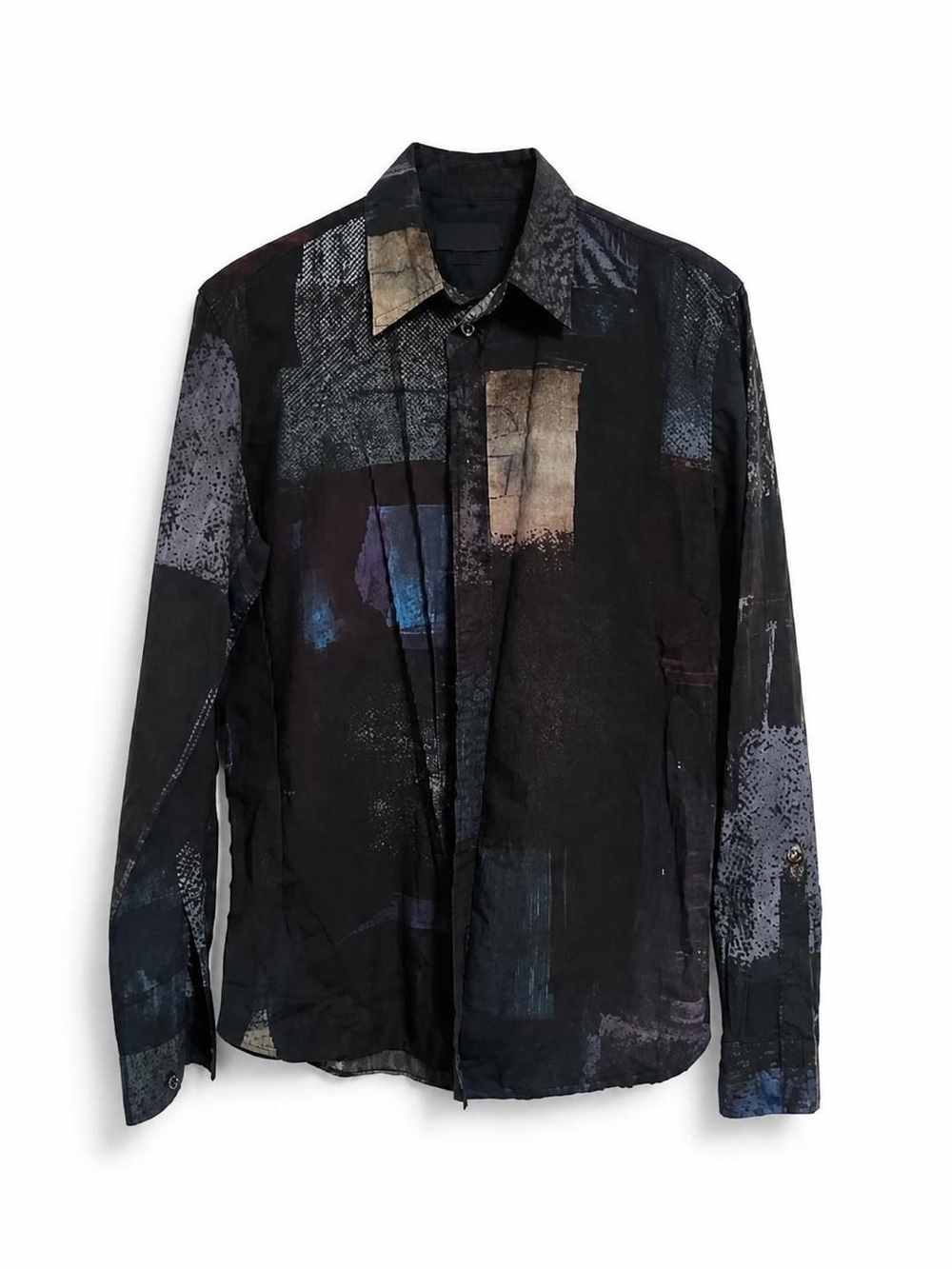 Paul Smith Men’s Abstract Patchwork Button-Up Dress Shirt, Small, Tailored Fit